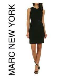 🌺 ANDREW MARC LBD Surplice Asymmetric Black Dress NWT $138 8